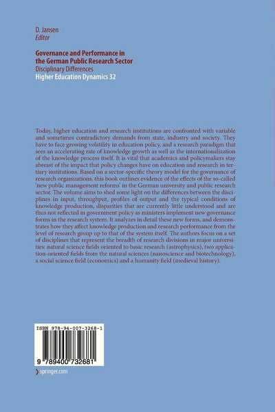 Produktbild: Governance and Performance in the German Public Research Sector