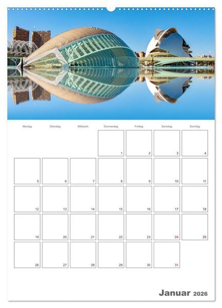 Produktbild: Valencia - Reiseplaner (Wandkalender 2026 DIN A2 hoch), CALVENDO Monatskalender