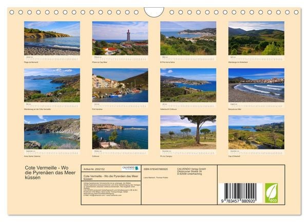 Produktbild: Cote Vermeille - Wo die Pyren&auml;en das Meer k&uuml;ssen (Wandkalender 2026 DIN A4 quer), CALVENDO Monatskalender
