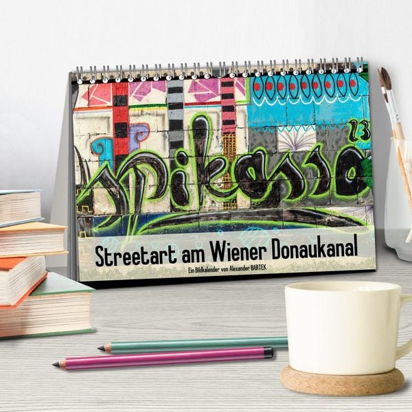 Produktbild: Streetart am Wiener Donaukanal (Tischkalender 2026 DIN A5 quer), CALVENDO Monatskalender