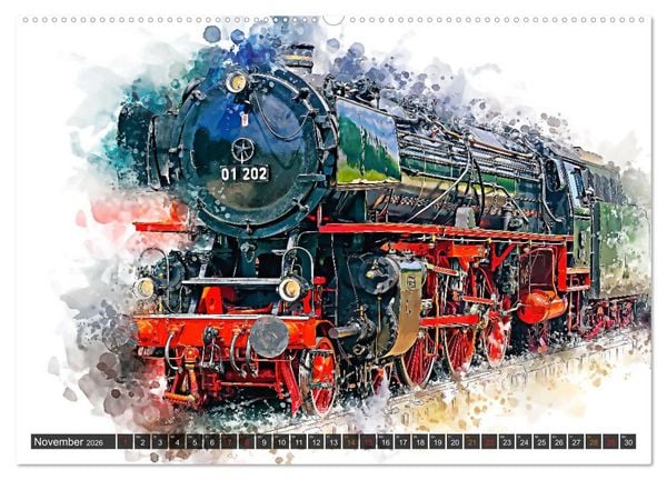 Produktbild: Beeindruckende Dampflokomotiven (Wandkalender 2026 DIN A2 quer), CALVENDO Monatskalender