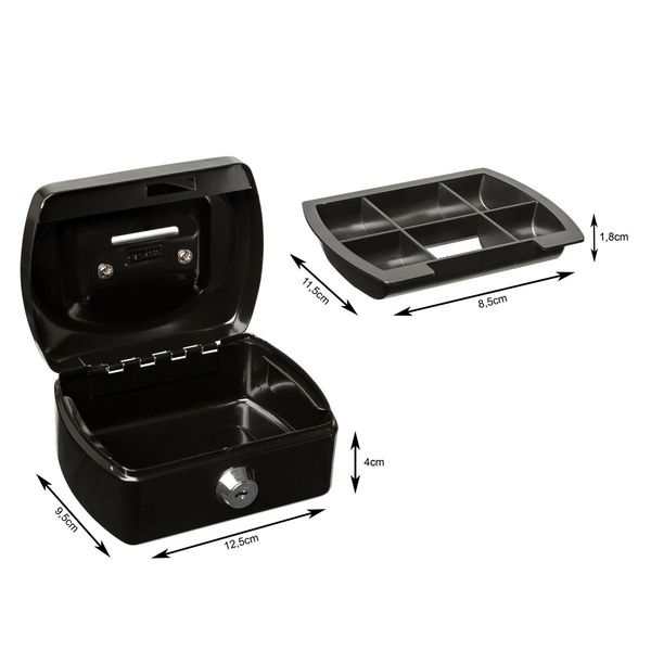 Produktbild: Idena Geldkassette Gr&ouml;&szlig;e Mini aus Metall 6 F&auml;cher schwarz 12,5x9,5x6cm