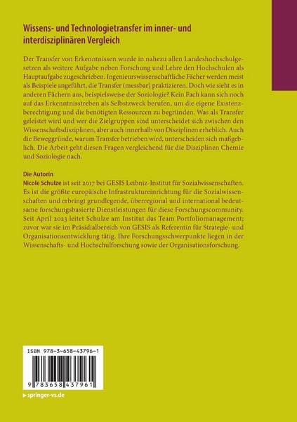 Produktbild: Wissens- und Technologietransfer im inner- und interdisziplin&auml;ren Vergleich