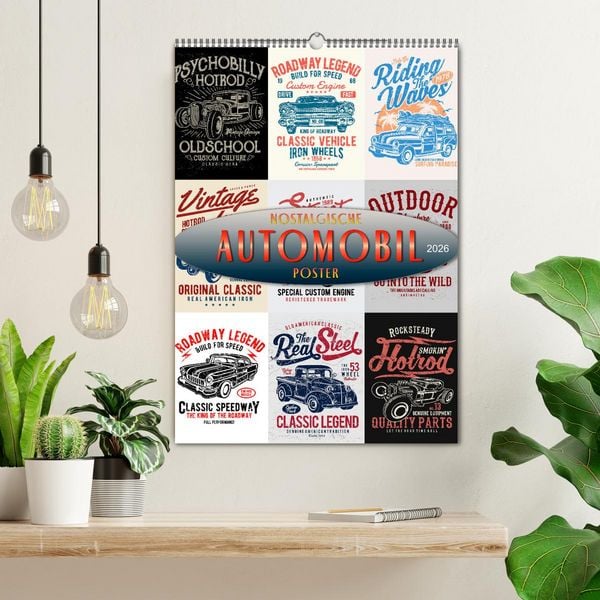 Produktbild: Automobile - nostalgische Poster (Wandkalender 2026 DIN A2 hoch), CALVENDO Monatskalender