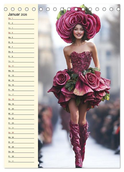 Produktbild: Bl&uuml;tenzauber. High Fashion auf dem Catwalk (Tischkalender 2026 DIN A5 hoch), CALVENDO Monatskalender