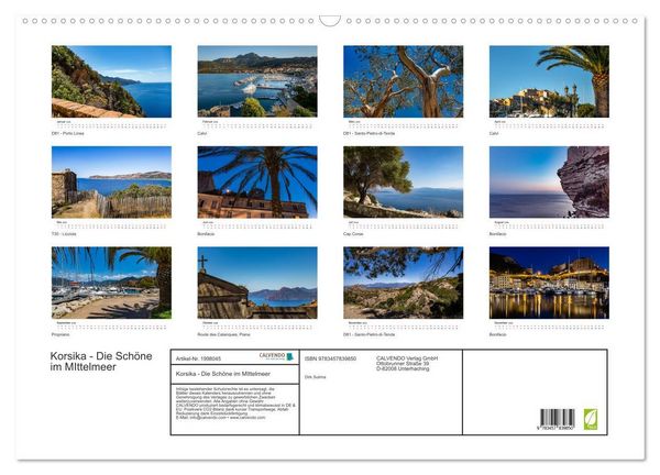 Produktbild: Korsika - Die Sch&ouml;ne im MIttelmeer (Wandkalender 2026 DIN A2 quer), CALVENDO Monatskalender
