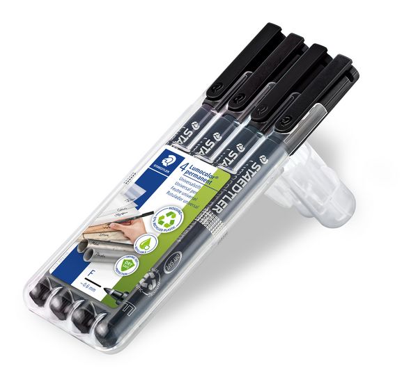 Produktbild: STAEDTLER Universalstift Lumocolor&reg; permanent F, 4er Set schwarz