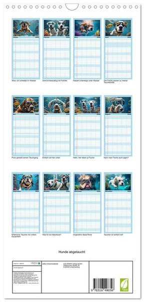 Produktbild: Familienplaner 2026 - Hunde abgetaucht mit 5 Spalten (Wandkalender, 21 x 45 cm) CALVENDO