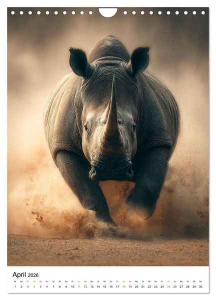 Produktbild: Nashorn - Stark. Stur. Schnell. (Wandkalender 2026 DIN A4 hoch), CALVENDO Monatskalender