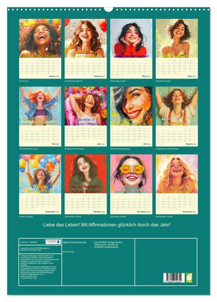 Produktbild: Liebe das Leben! Mit Affirmationen gl&uuml;cklich durch das Jahr! (Wandkalender 2026 DIN A2 hoch), CALVENDO Monatskalender