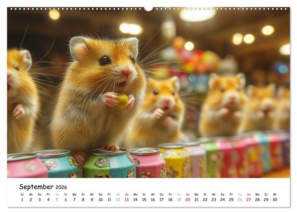 Produktbild: Hamster im Freizeitpark - Lustiger Kalender mit Jahrmarkt-Motiven (hochwertiger Premium Wandkalender 2026 DIN A2 quer), Kunstdruck in Hochglanz