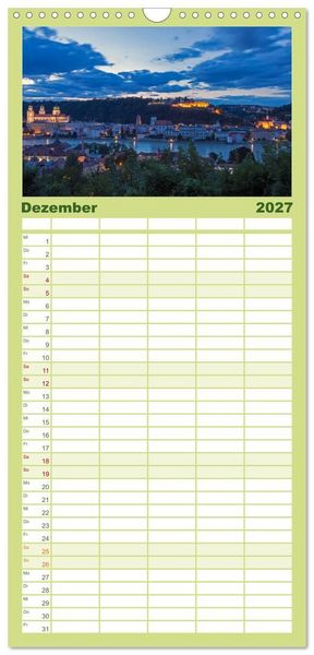 Produktbild: Familienplaner 2027 - Passau - Dreifl&uuml;ssestadt an Donau, Inn und Ilz mit 5 Spalten (Wandkalender, 21 x 45 cm) CALVENDO