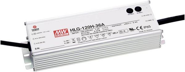 MW Mean Well HLG-120H-42A LED-Treiber, LED-Trafo Konstantspannung, Konstantstrom 121 W 2.9 A 42 V/DC PFC-Schaltkreis, Überlastschutz, einstellbar 1