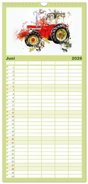 Produktbild: Familienplaner 2026 - Traktoren Oldtimer Legenden mit 5 Spalten (Wandkalender, 21 x 45 cm) CALVENDO