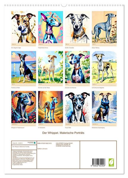 Produktbild: Der Whippet. Malerische Portr&auml;ts (hochwertiger Premium Wandkalender 2027 DIN A2 hoch), Kunstdruck in Hochglanz
