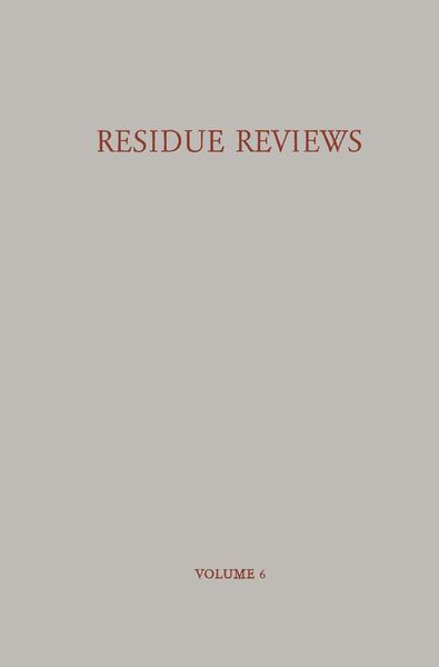 Produktbild: Residue Reviews / R&uuml;ckstands-Berichte