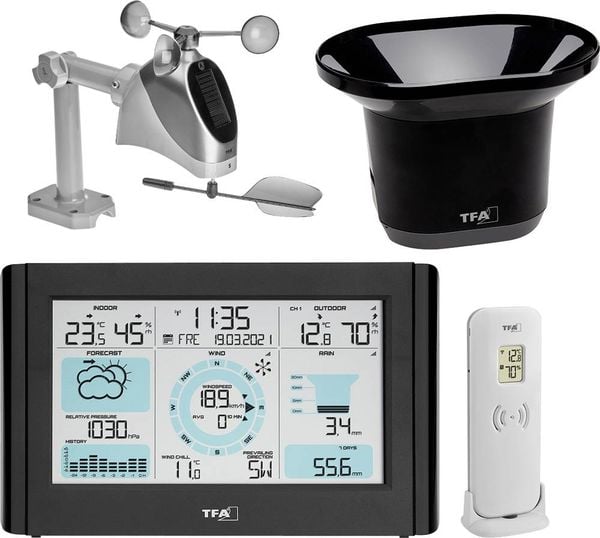 TFA Dostmann WEATHER PRO 35.1161.01 Funk-Wetterstation Vorhersage für 12 bis 24 Stunden Anzahl Sensoren max. 3