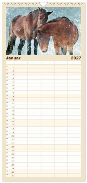 Produktbild: Familienplaner 2027 - Pferde zum Tr&auml;umen mit 5 Spalten (Wandkalender, 21 x 45 cm) CALVENDO