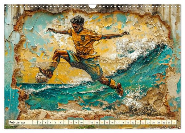 Produktbild: Fu&szlig;ball Graffiti - sportliche Kunst (Wandkalender 2026 DIN A3 quer), CALVENDO Monatskalender