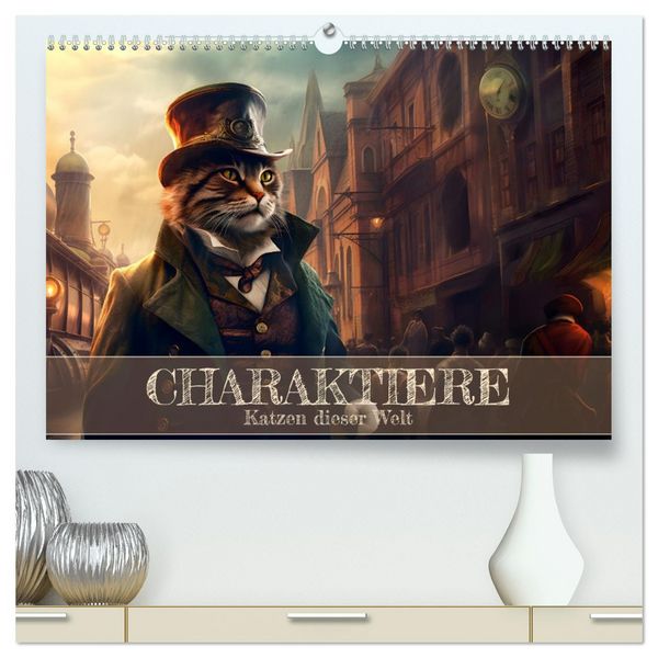 Produktbild: Charaktiere Katzen dieser Welt (hochwertiger Premium Wandkalender 2026 DIN A2 quer), Kunstdruck in Hochglanz