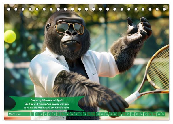 Produktbild: Der tierisch lustige Tennis-Kalender (Tischkalender 2026 DIN A5 quer), CALVENDO Monatskalender