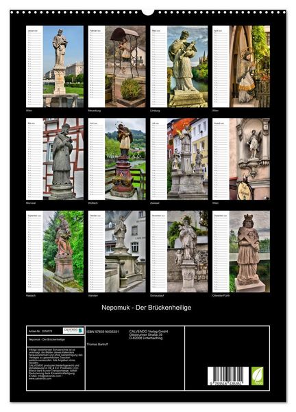 Produktbild: Nepomuk - Der Br&uuml;ckenheilige (hochwertiger Premium Wandkalender 2026 DIN A2 hoch), Kunstdruck in Hochglanz
