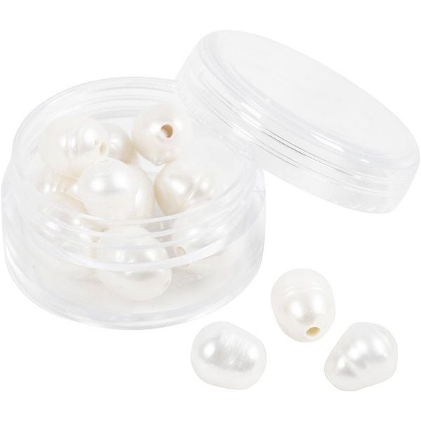 Produktbild: Creativ Company S&uuml;&szlig;wasserperlen, L&auml;ngs perforiert, D 9-11 mm, Lochgr&ouml;&szlig;e 2 mm, Perlmutt, 13 Stk