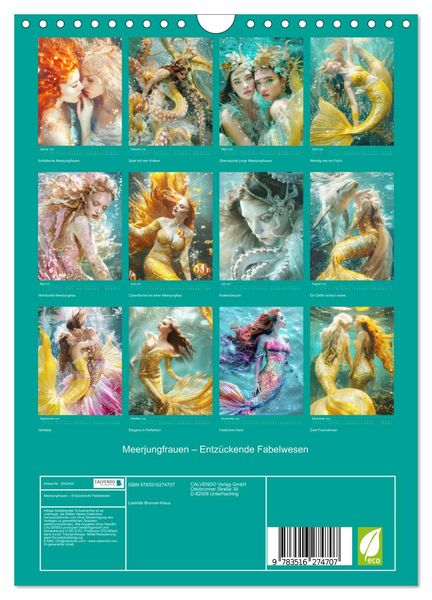 Produktbild: Meerjungfrauen &ndash; Entz&uuml;ckende Fabelwesen (Wandkalender 2026 DIN A4 hoch), CALVENDO Monatskalender