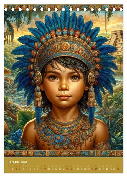 Produktbild: Regenwaldkinder - Ein vom Leben der Mayas inspierter Kinderkalender (Tischkalender 2026 DIN A5 hoch), CALVENDO Monatskalender