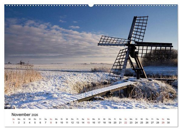 Produktbild: DIE SCH&Ouml;NSTEN WINDM&Uuml;HLEN IN HOLLAND 2026 (hochwertiger Premium Wandkalender 2026 DIN A2 quer), Kunstdruck in Hochglanz