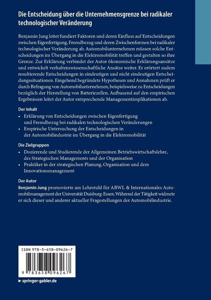 Produktbild: Die Entscheidung &uuml;ber die Unternehmensgrenze bei radikaler technologischer Ver&auml;nderung