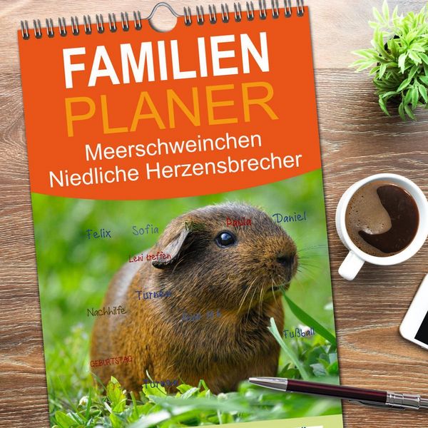 Produktbild: Familienplaner 2026 - Meerschweinchen Niedliche Herzensbrecher mit 5 Spalten (Wandkalender, 21 x 45 cm) CALVENDO