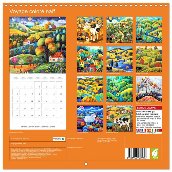 Produktbild: Voyage color&eacute; na&iuml;f (Calendrier mural carr&eacute; 2026 30x30 cm) Calendrier double avec une page pour vos prises de notes