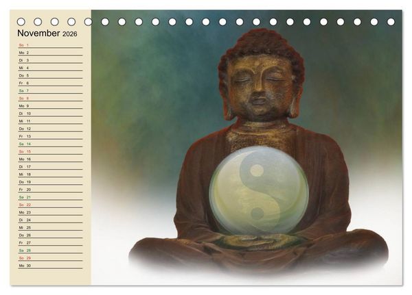 Produktbild: Buddha und Yin Yang (Tischkalender 2026 DIN A5 quer), CALVENDO Monatskalender