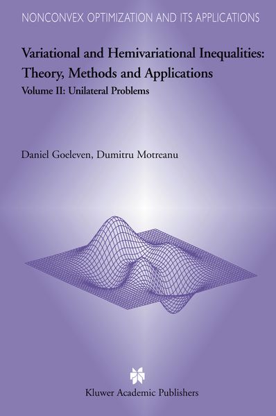 Produktbild: Variational and Hemivariational Inequalities - Theory, Methods and Applications