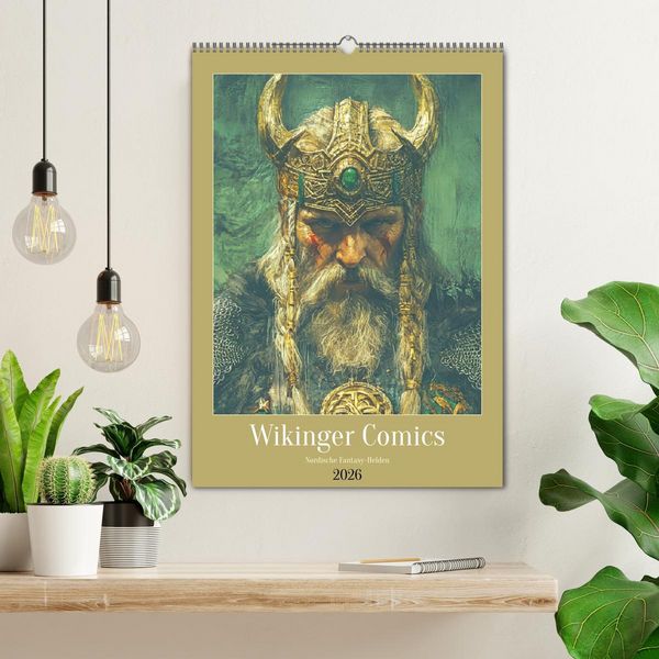 Produktbild: Wikinger Comics. Nordische Fantasy-Helden (Wandkalender 2026 DIN A2 hoch), CALVENDO Monatskalender