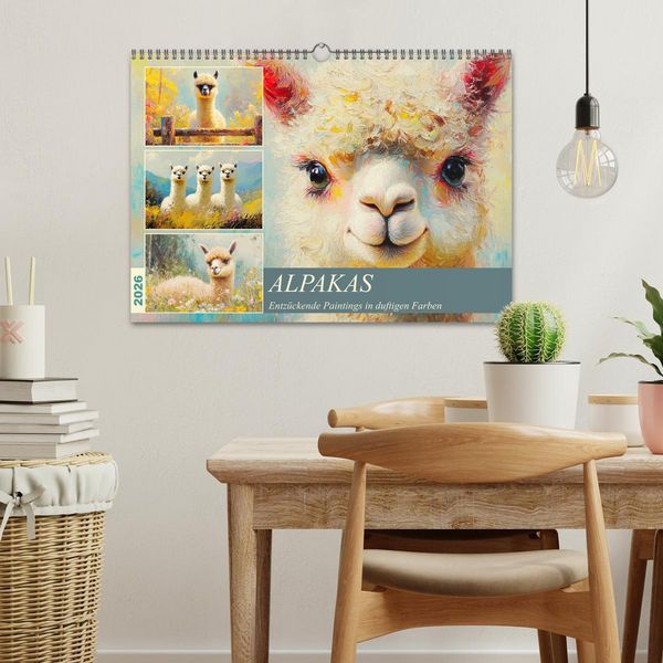 Produktbild: Alpakas. Entz&uuml;ckende Paintings in duftigen Farben (Wandkalender 2026 DIN A3 quer), CALVENDO Monatskalender