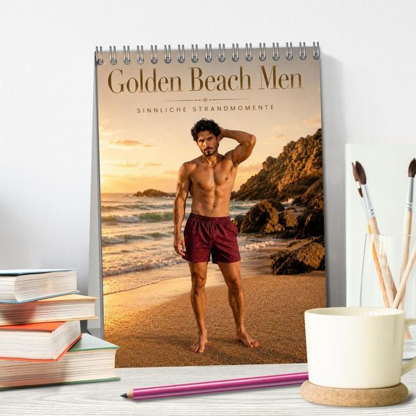 Produktbild: Golden Beach Men - Sinnliche Strandmomente (Tischkalender 2027 DIN A5 hoch), CALVENDO Monatskalender