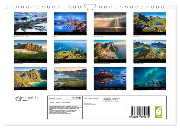 Produktbild: Lofoten - Inseln im Nordmeer (Wandkalender 2026 DIN A4 quer), CALVENDO Monatskalender
