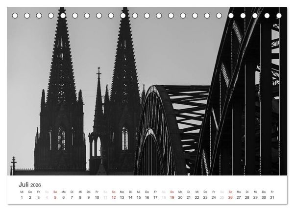 Produktbild: K&ouml;ln - monochrome Ansichten (Tischkalender 2026 DIN A5 quer), CALVENDO Monatskalender
