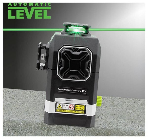 Produktbild: Laserliner PowerPlane-Laser 3G Multi-18V Dreidimensionaler Laser gr&uuml;ner Laser, inkl. Box, ohne Akku, selbstnivellierend Reichweite (max.): 60 m
