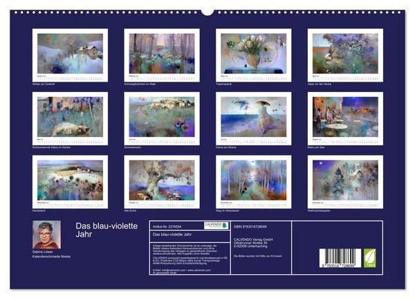 Produktbild: Das blau-violette Jahr (hochwertiger Premium Wandkalender 2026 DIN A2 quer), Kunstdruck in Hochglanz