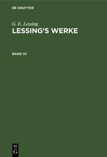 Produktbild: G. E. Lessing: Lessing's Werke. Band 10