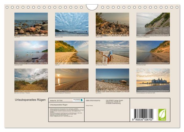 Produktbild: Urlaubsparadies R&uuml;gen (Wandkalender 2026 DIN A4 quer), CALVENDO Monatskalender
