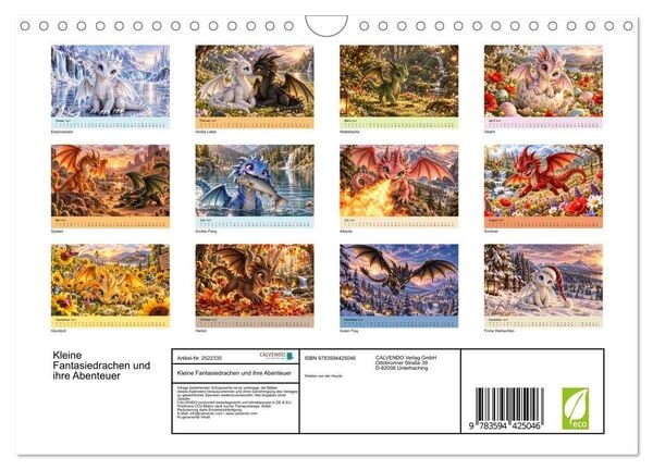Produktbild: Kleine Fantasiedrachen und ihre Abenteuer (Wandkalender 2027 DIN A4 quer), CALVENDO Monatskalender
