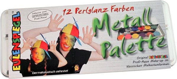 Produktbild: EULENSPIEGEL Schminkpalette 12 Perlglanz Farben Metalletui