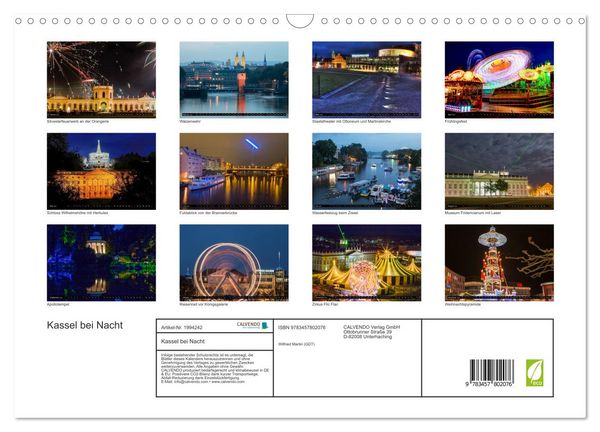 Produktbild: Kassel bei Nacht (Wandkalender 2026 DIN A3 quer), CALVENDO Monatskalender