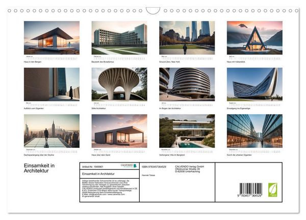 Produktbild: Einsamkeit in Architektur (Wandkalender 2026 DIN A3 quer), CALVENDO Monatskalender