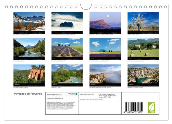 Produktbild: Paysages de Provence (Calendrier mural 2026 DIN A4 vertical), CALVENDO calendrier mensuel