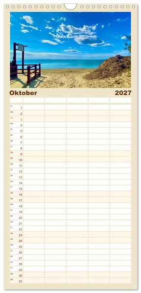 Produktbild: Familienplaner 2027 - Toskana - Etruskische K&uuml;ste mit 5 Spalten (Wandkalender, 21 x 45 cm) CALVENDO
